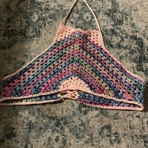 Multicolor Crochet Halter Top